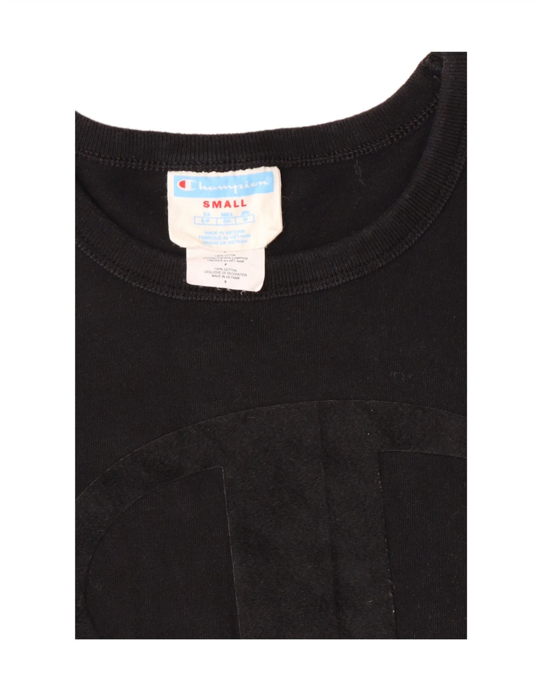 Champion Dame Grafisk T-Shirt Top UK 10 Small Black Bomuld