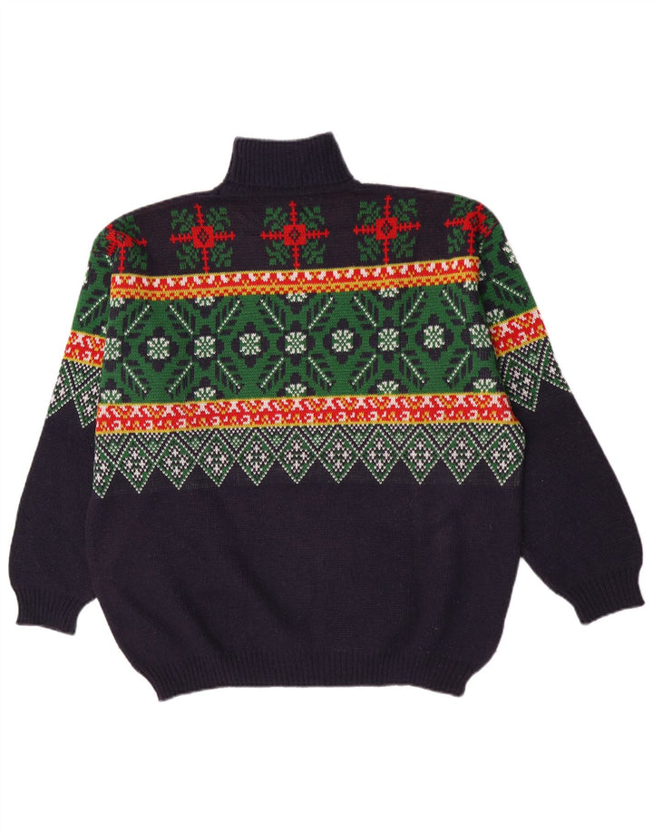 Alcatraz Herre Rullehalstrøje XL Marineblå Fair Isle Wool