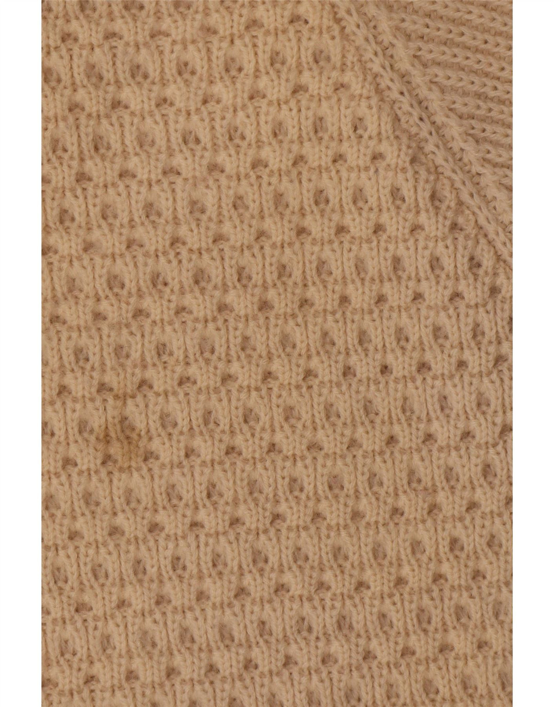 Vintage Herre Boat Neck Jumper Sweater Stor Beige Uld