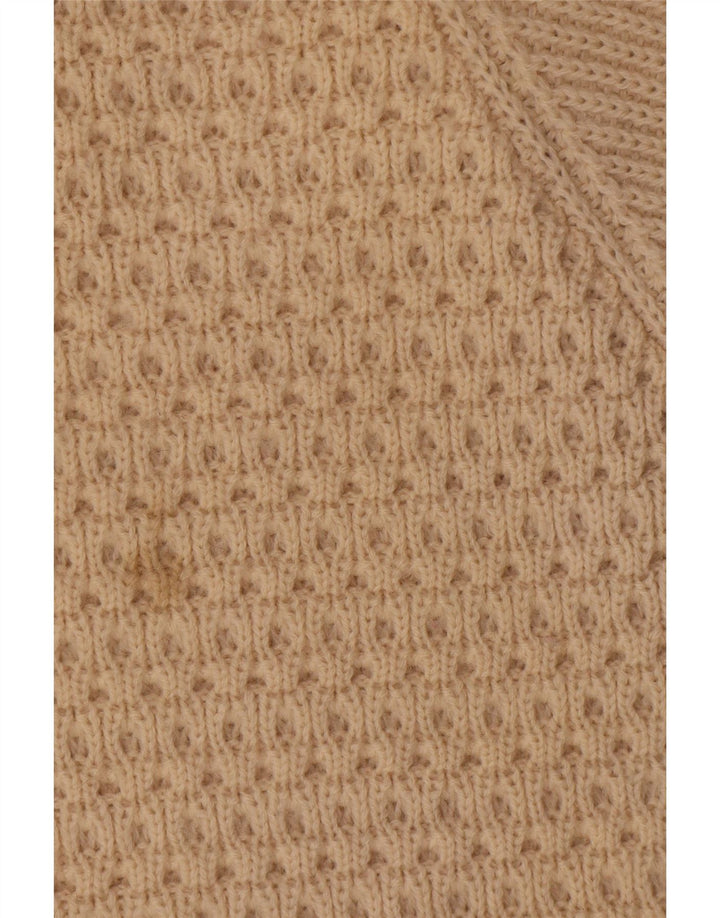 Vintage Herre Boat Neck Jumper Sweater Stor Beige Uld