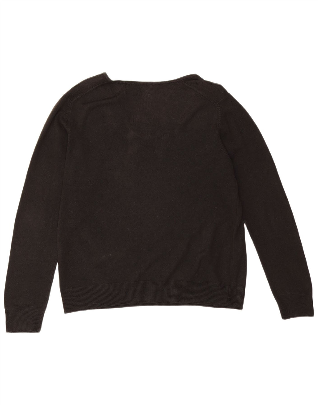 Marks & Spencer Dame V-hals sweater UK 14 Stor sort akryl