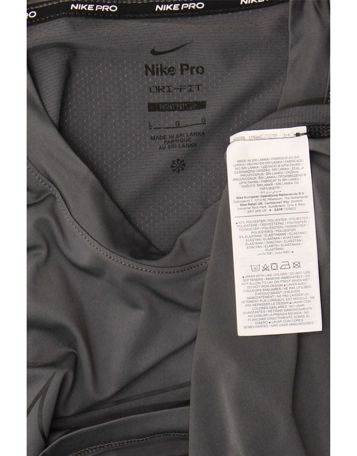 Nike Herre Dri Fit Slim Fit Grafisk T-Shirt Top Stor Grå Polyester