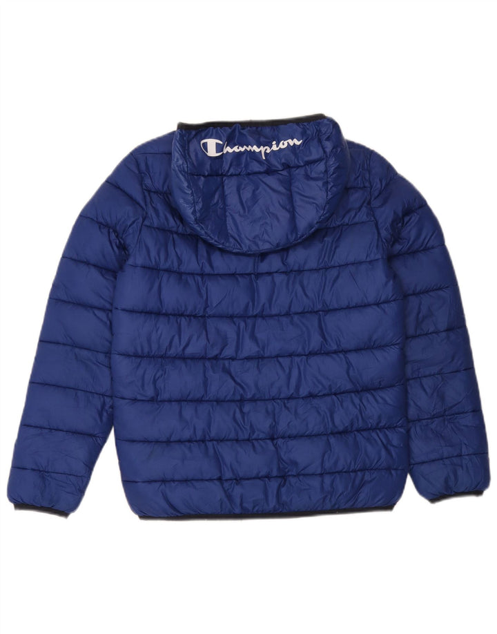 Champion drenge grafisk hættepolstret jakke 11-12 år stor blå polyester