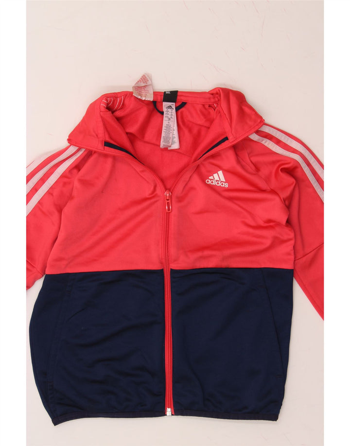 ADIDAS Boys Tracksuit Top Jacket 9-10 Years Pink Colourblock Polyester Vintage Adidas and Second-Hand Adidas from Messina Hembry 