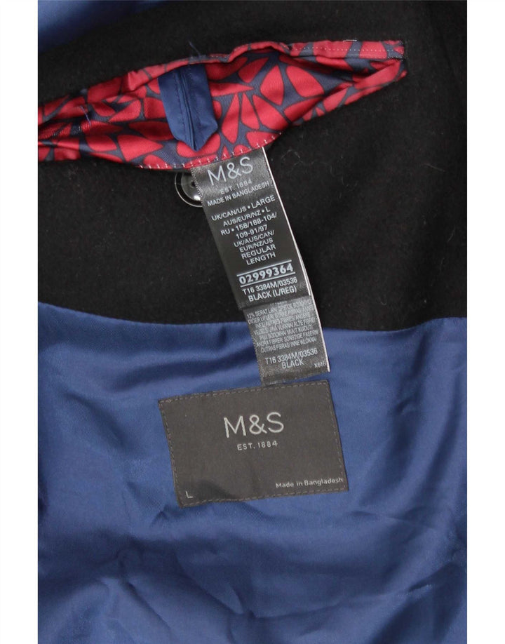 Marks & Spencer Herre Regular Fit Overfrakke UK 40 Large Black Classic