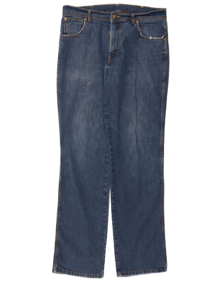 Wrangler Herre Regular Fit Straight Jeans W34 L32 Blå Bomuld