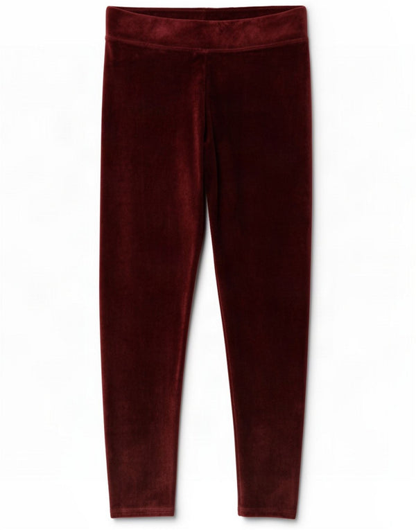 Marks & Spencer Womens Velour Leggings UK 14 Large Burgundy Cotton