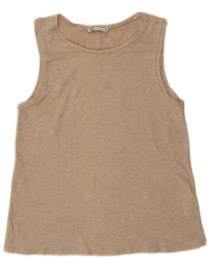 Zara Damevest Top UK 12 Medium Beige Flecked Viscose