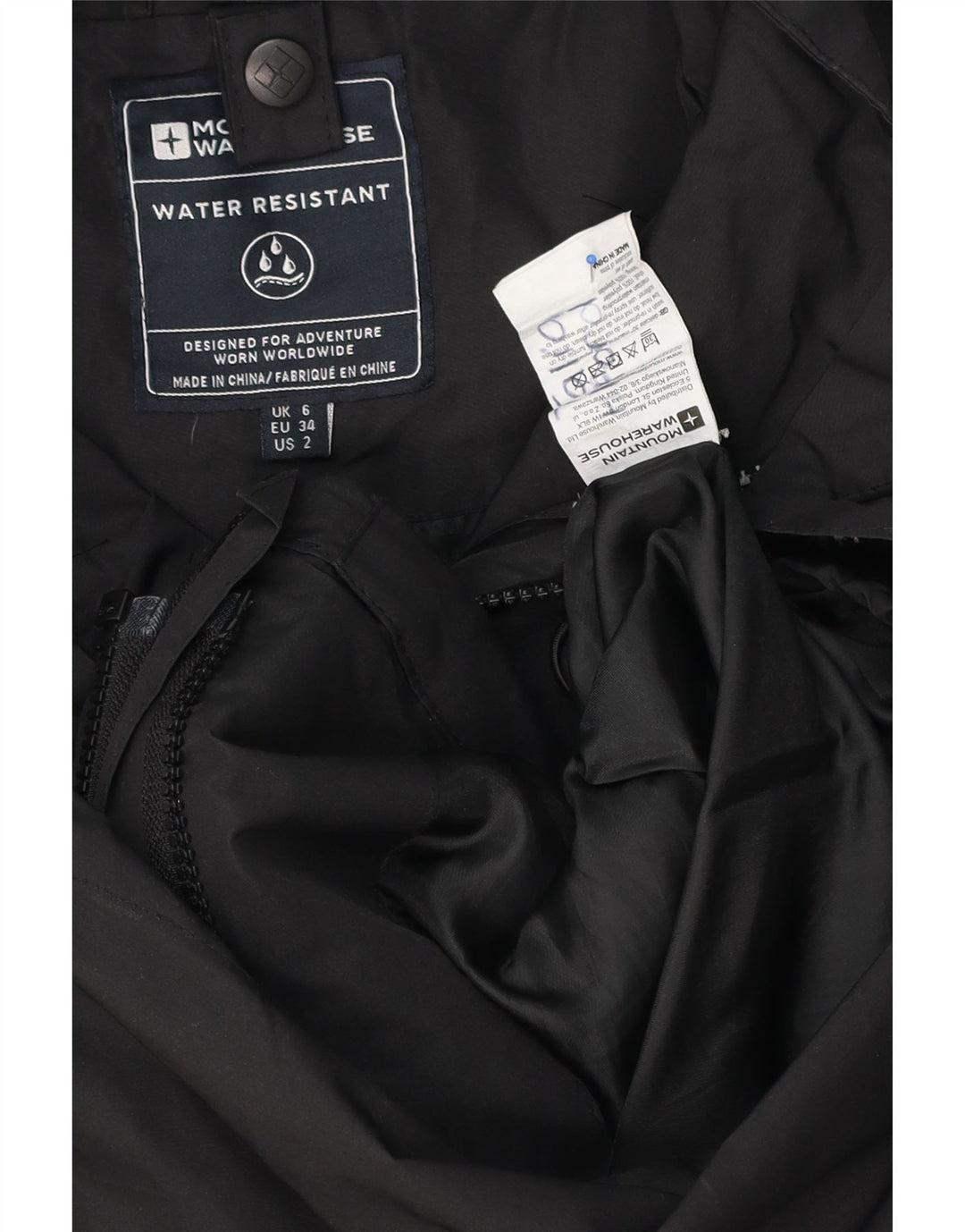 Mountain Warehouse Dame Regnjakke med hætte UK 6 XS Sort Polyester