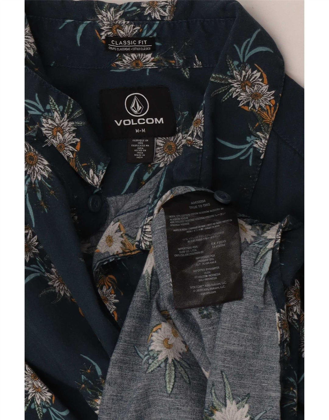 Volcom Herre Kortærmet Klassisk Fit skjorte Medium Blue Floral Bomuld