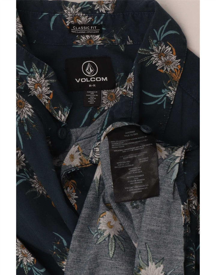 Volcom Herre Kortærmet Klassisk Fit skjorte Medium Blue Floral Bomuld