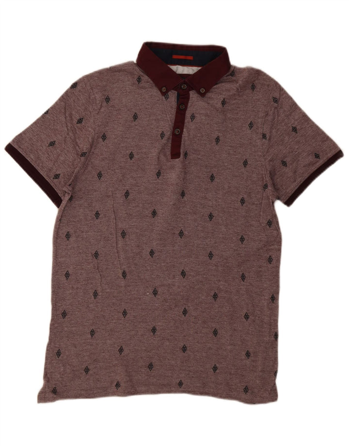 Ted Baker herre poloshirt str. 3 Medium Burgundy plettet bomuld