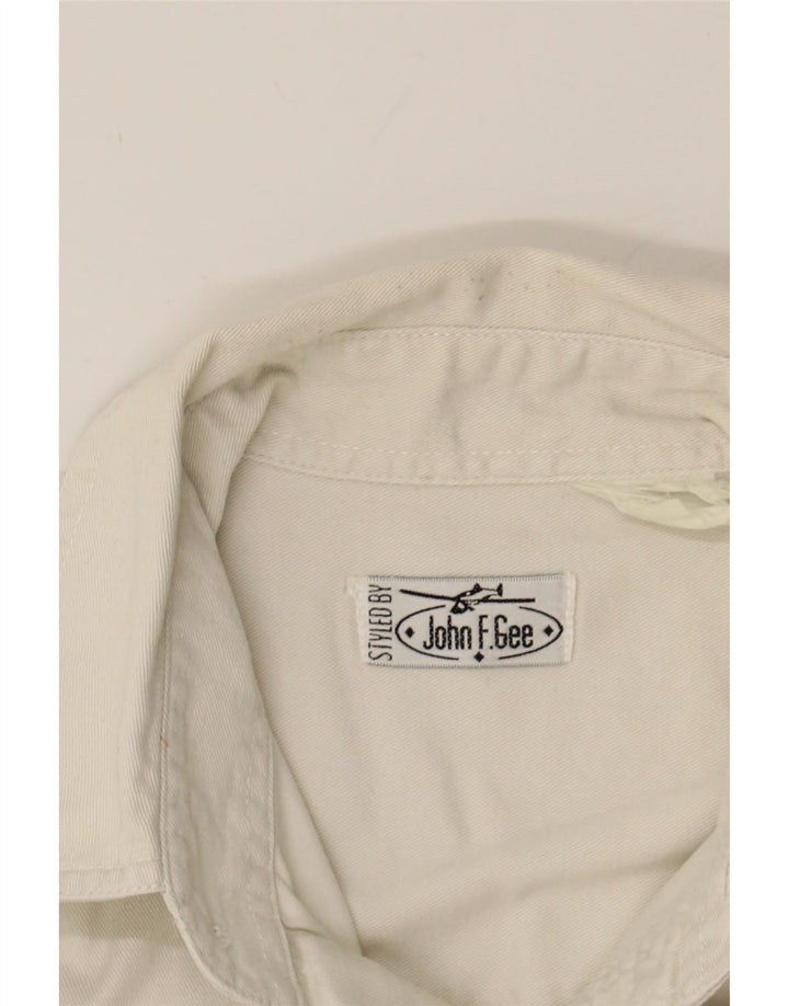 JOHN F GEE Mens Short Sleeve Denim Shirt Medium White Vintage John F Gee and Second-Hand John F Gee from Messina Hembry 