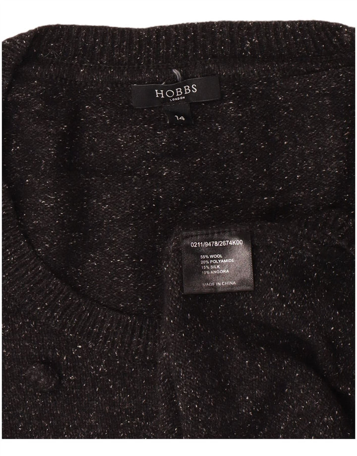 Hobbs Dame Boat Neck Jumper Sweater UK 14 Medium Black Wool Classic