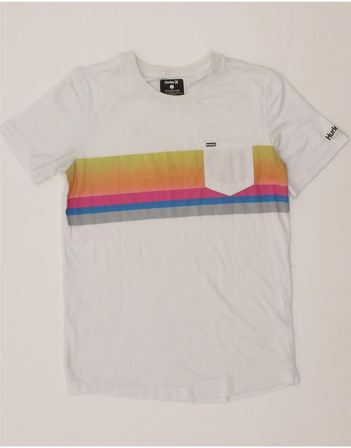 HURLEY Boys T-Shirt Top 12-13 Years Large White Colourblock Vintage Hurley and Second-Hand Hurley from Messina Hembry 