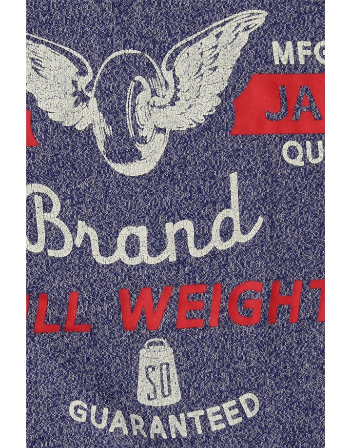 SUPERDRY Grafisk T-shirt top til mænd, stor, blå flækket bomuld