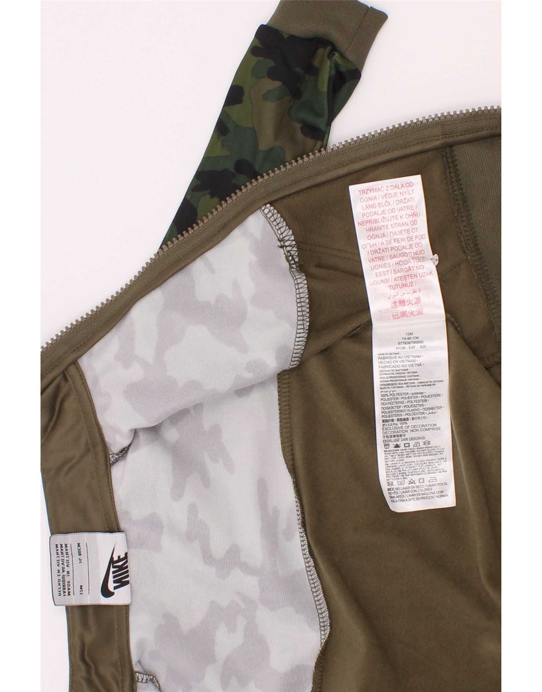 Nike Baby Boys træningsdragt topjakke 9-12 måneder Khaki Camouflage Polyester