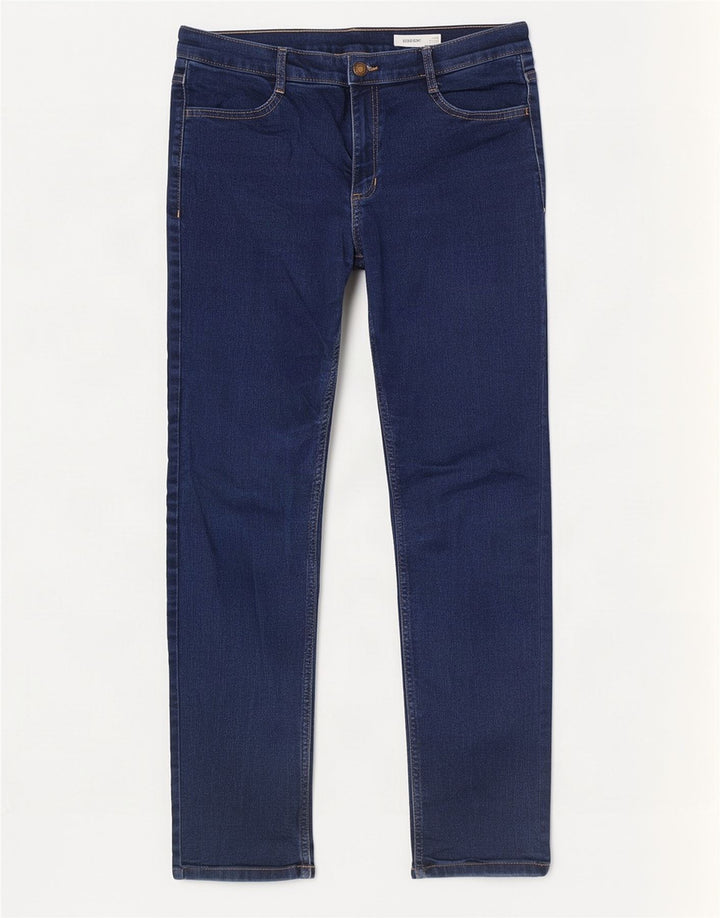 Marks & Spencer Dame Straight Jeans UK 14 Medium W30 L29 Marineblå Bomuld