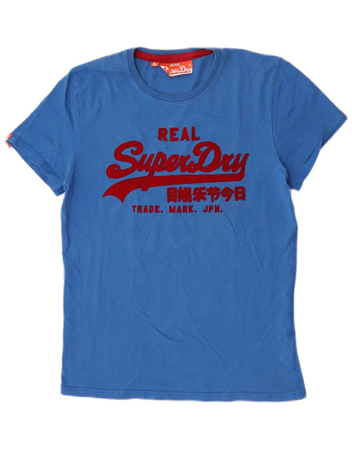 Superdry Grafisk T-shirt top til mænd, stor blå bomuld