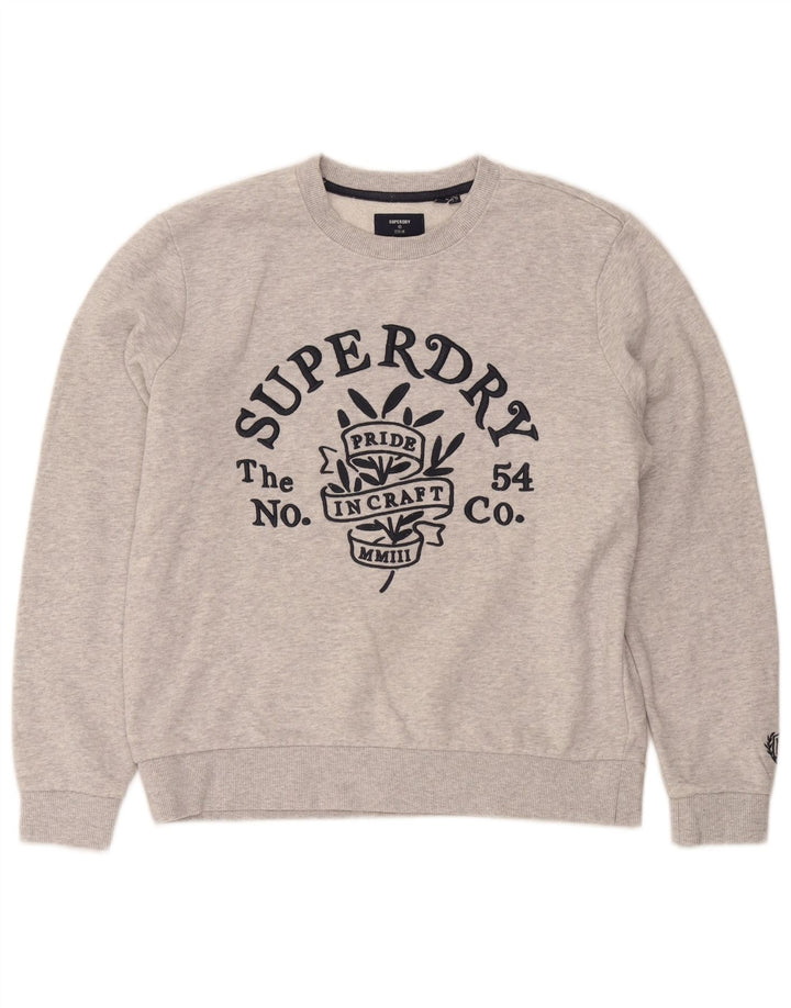Superdry Womens Grafisk Oversized Sweatshirt Jumper UK 10 Small Grey Bomuld