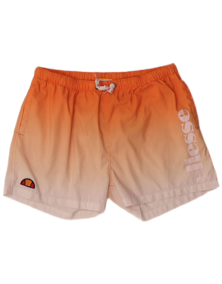 ELLESSE Mens Graphic Swimming Shorts Large Orange Tie Dye Polyester