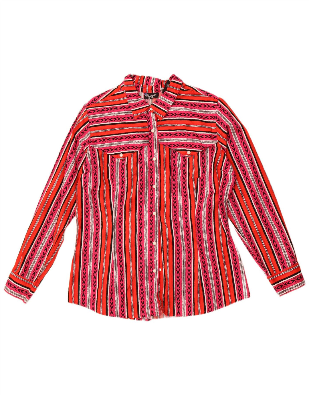 Wrangler Retro skjorte til kvinder UK 16 Stor flerfarvet stribet bomuld