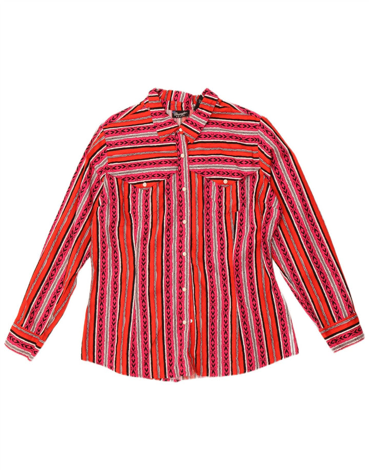 Wrangler Retro skjorte til kvinder UK 16 Stor flerfarvet stribet bomuld