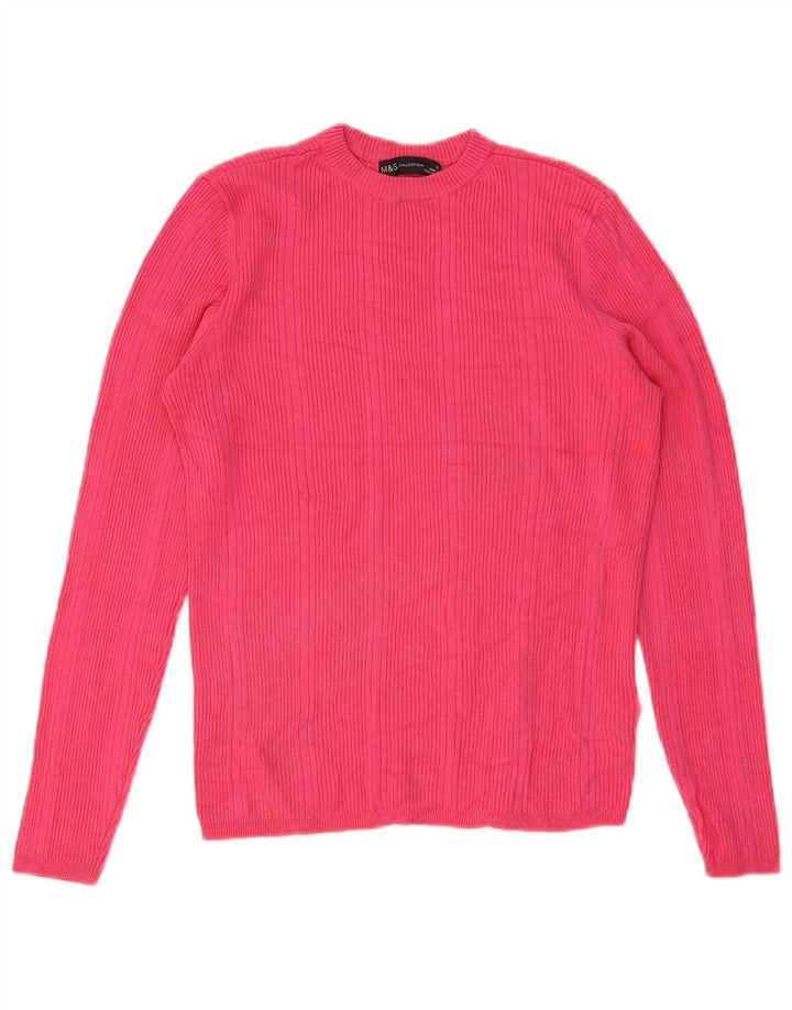 Marks & Spencer Dame sweater med rund hals DK 12 Medium Pink Viscose