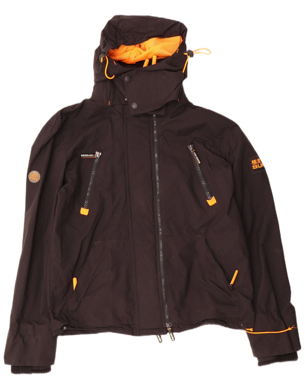 Superdry Windbreaker-jakke med hætte til mænd UK 42 XL sort nylon