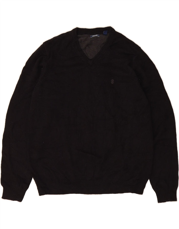 IZOD Mens V-Neck Jumper Sweater XL Black Cotton Vintage Izod and Second-Hand Izod from Messina Hembry 