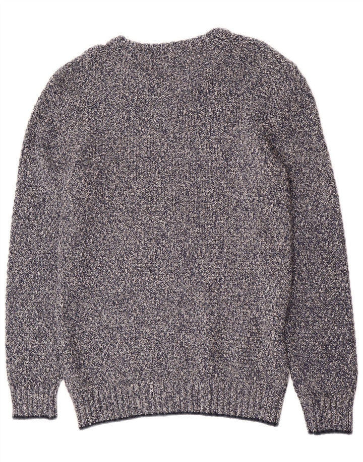 Fedt ansigt til mænd med rund hals sweater Medium blå flækket bomuld