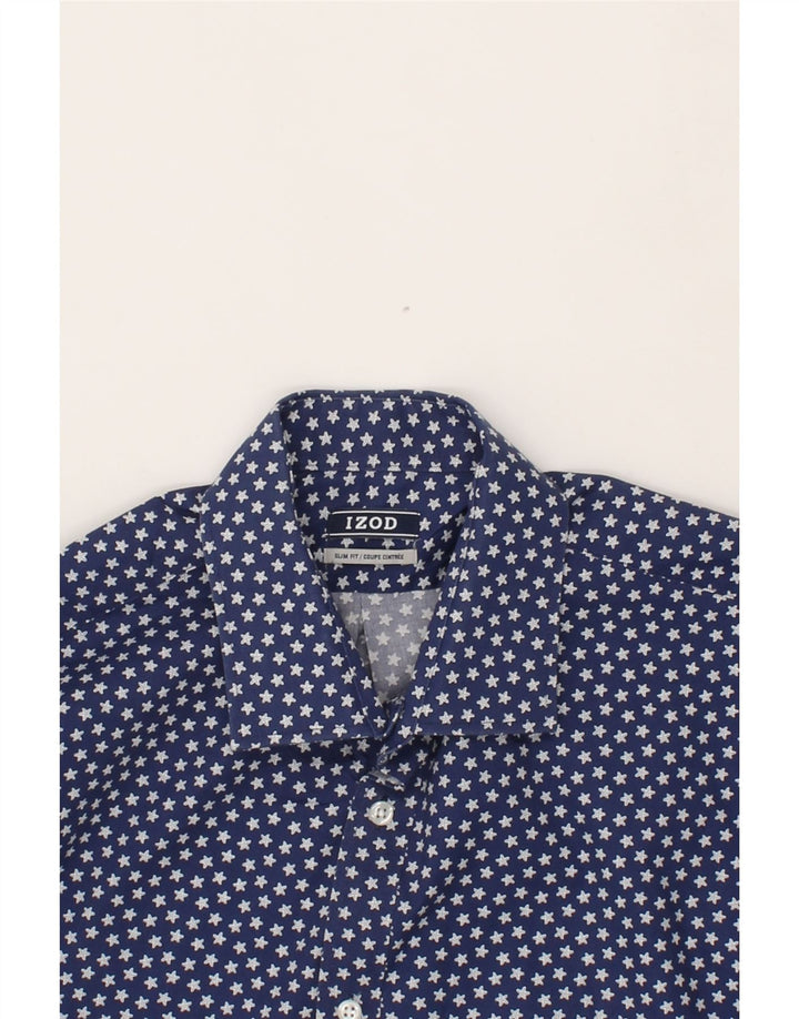 IZOD Mens Abstract Pattern Slim Fit Shirt Size 16 1/2 Large Navy Blue Vintage Izod and Second-Hand Izod from Messina Hembry 
