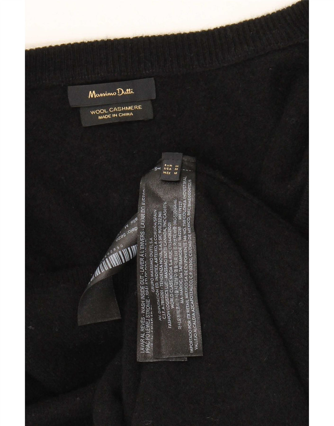 Massimo Dutti Dame V-hals sweater UK 14 Medium Sort Uld