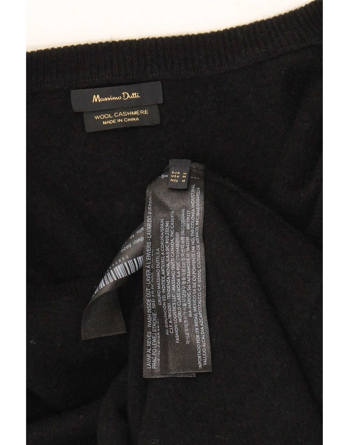 Massimo Dutti Dame V-hals sweater UK 14 Medium Sort Uld