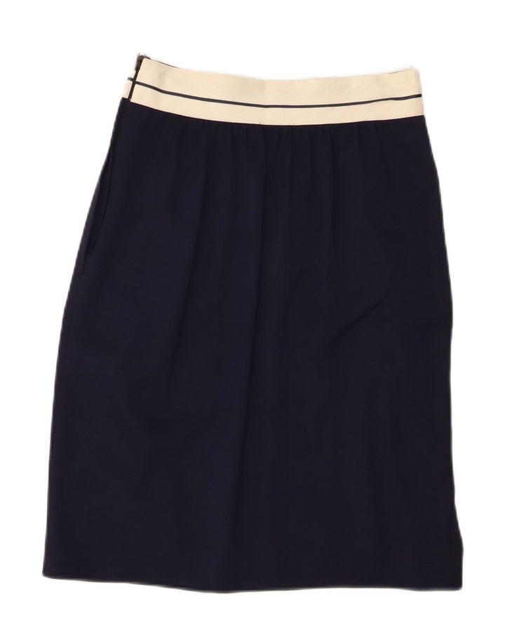 Ferretti Studio Dame lige nederdel UK 12 Medium W26 Navy Blue Rayon