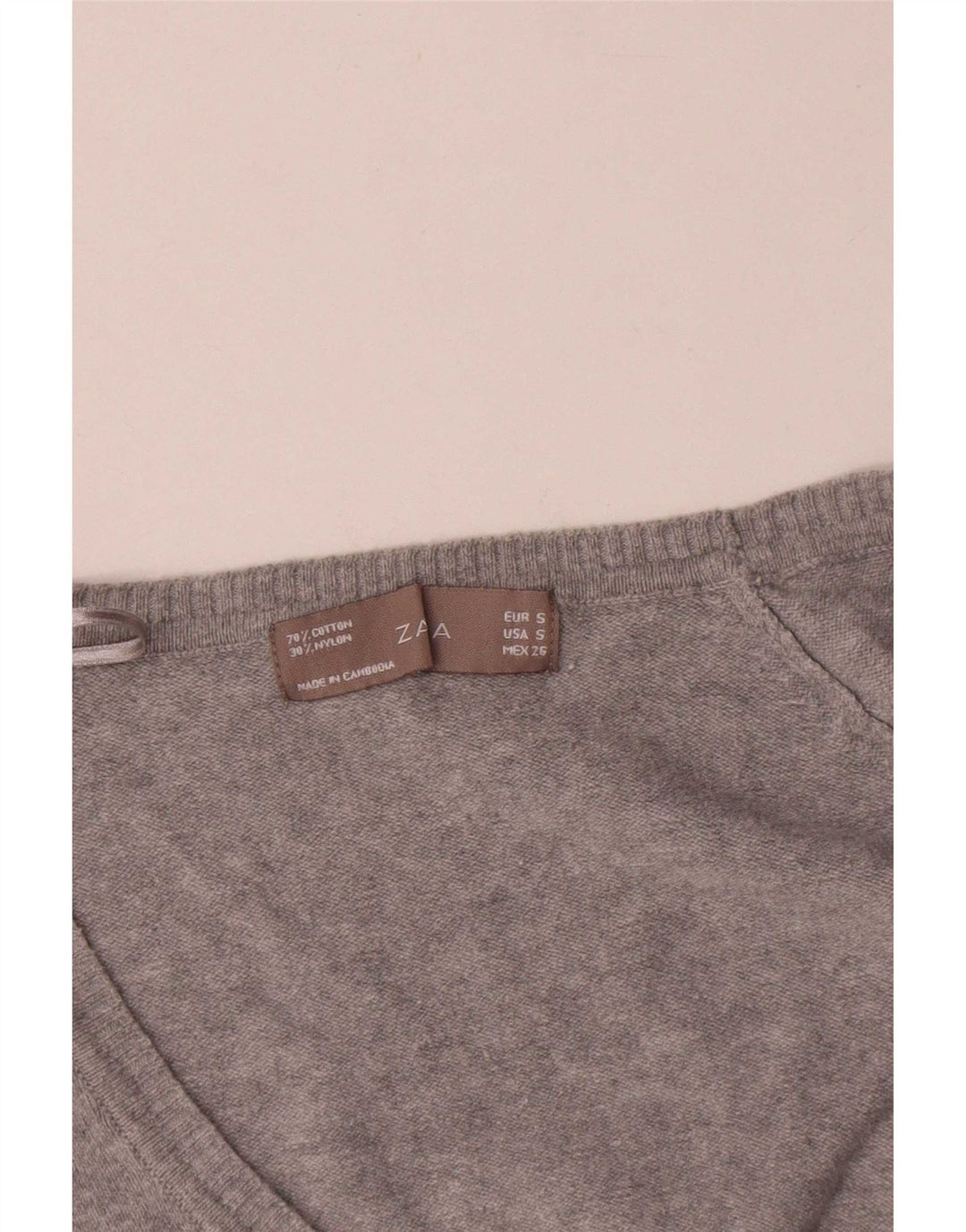Zara Dame Cardigan Sweater UK 10 Lille Grå Bomuld