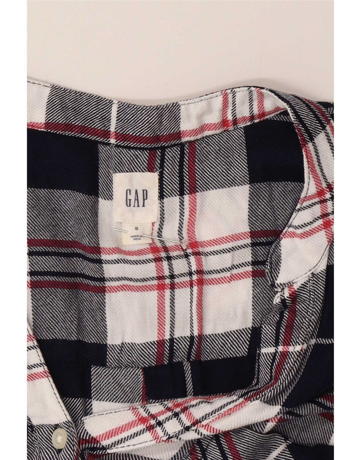 Gap Dame Kortærmet Pullover Shirt UK 10 Small Black Plaid Viscose