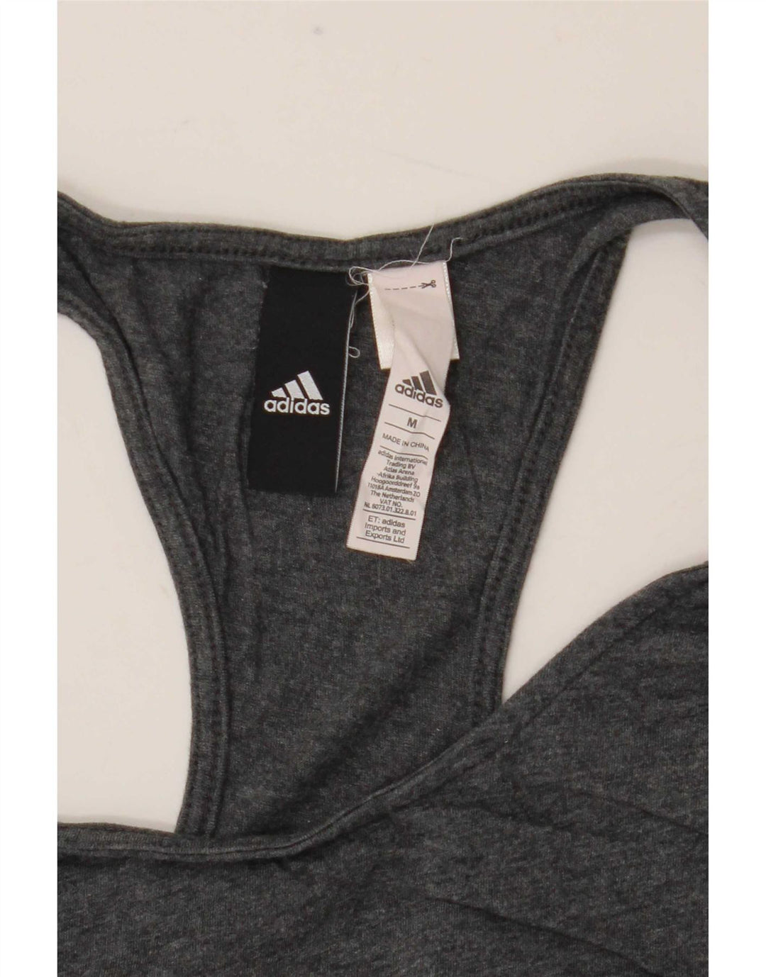 Adidas Dame Grafisk Vest Top UK 12 Medium Grå Bomuld