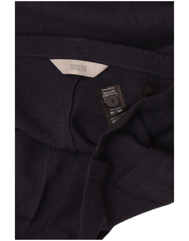 Marks & Spencer Dame Midi Skirt UK 16 Large W32 Navy Blue Polyester