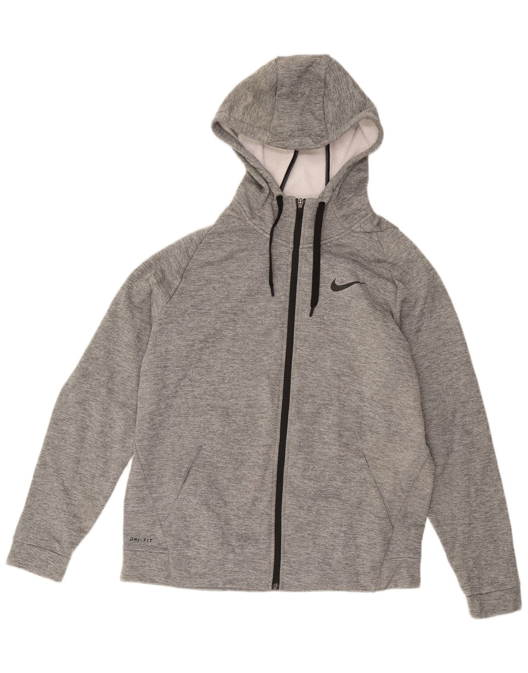 Nike Herre Dri Fit Hættetrøje Sweater med lynlås Large Grå Polyester