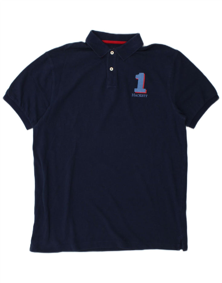 HACKETT Herre Classic Fit grafisk poloshirt Stor marineblå bomuld