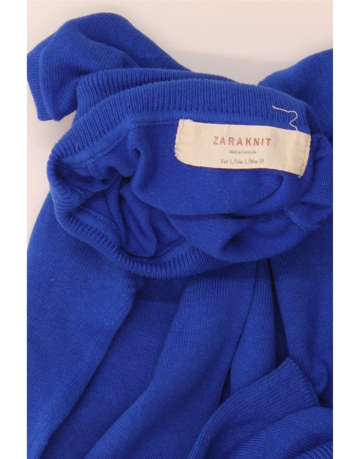 Zara Dame Rullehals Sweater UK 14 Stor Blå