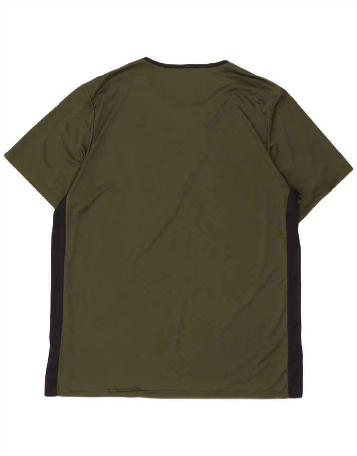 Adidas Herre Climalite T-Shirt Top XL Khaki Colourblock Polyester