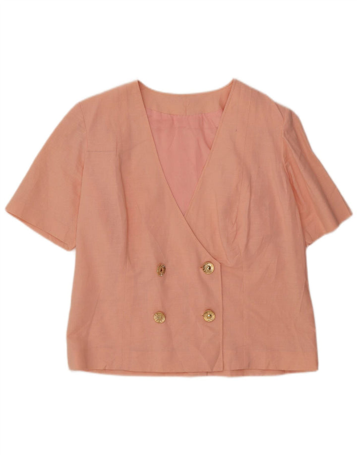 Vintage Dame Dobbeltradet Kortærmet Blazer Jakke UK 14 Medium Pink