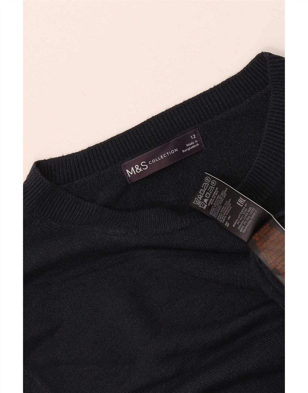 Marks & Spencer Dame sweater med rund hals DK 12 Medium Navy Blue