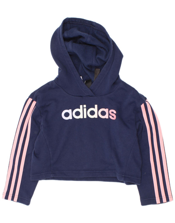 Adidas piger Crop grafisk hættetrøje 5-6 år marineblå bomuld