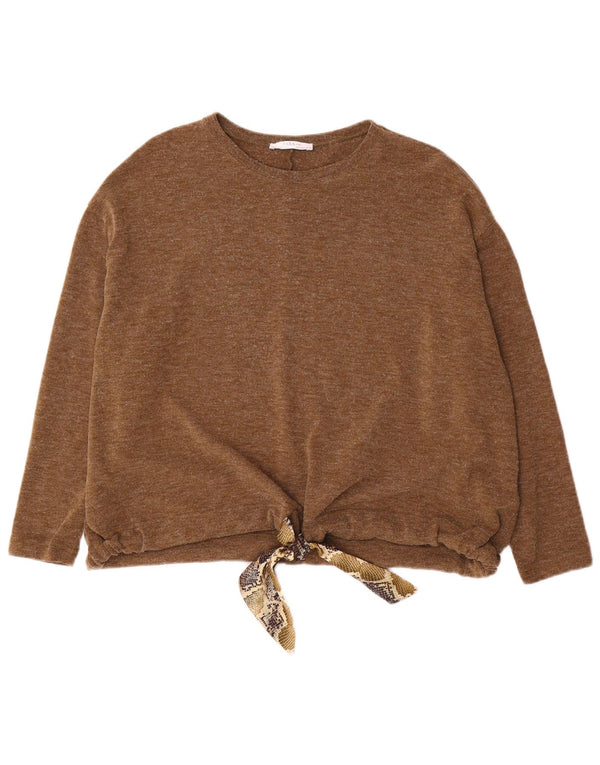 Zara Dame Boat Neck Jumper Sweater UK 14 Medium Brown Animal Print
