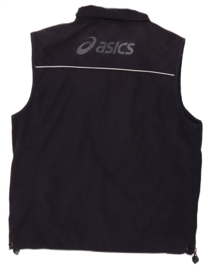 Asics Herre Graphic Utility Gilet UK 38 Medium Navy Blue Polyester