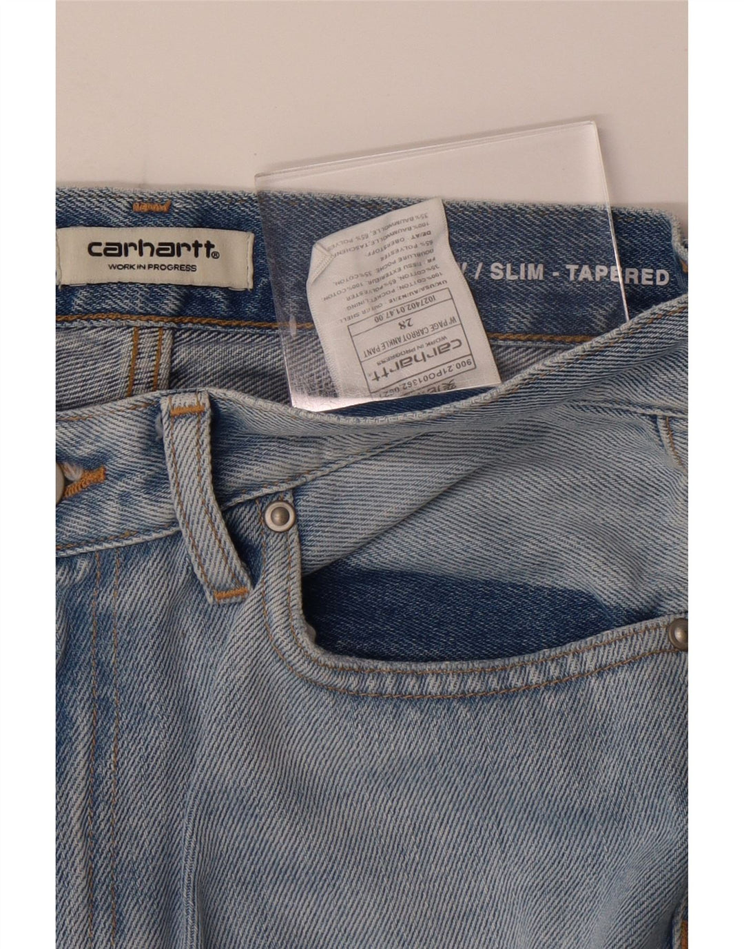 Carhartt Dame Slim Tapered Jeans W28 L28 Blå Bomuld