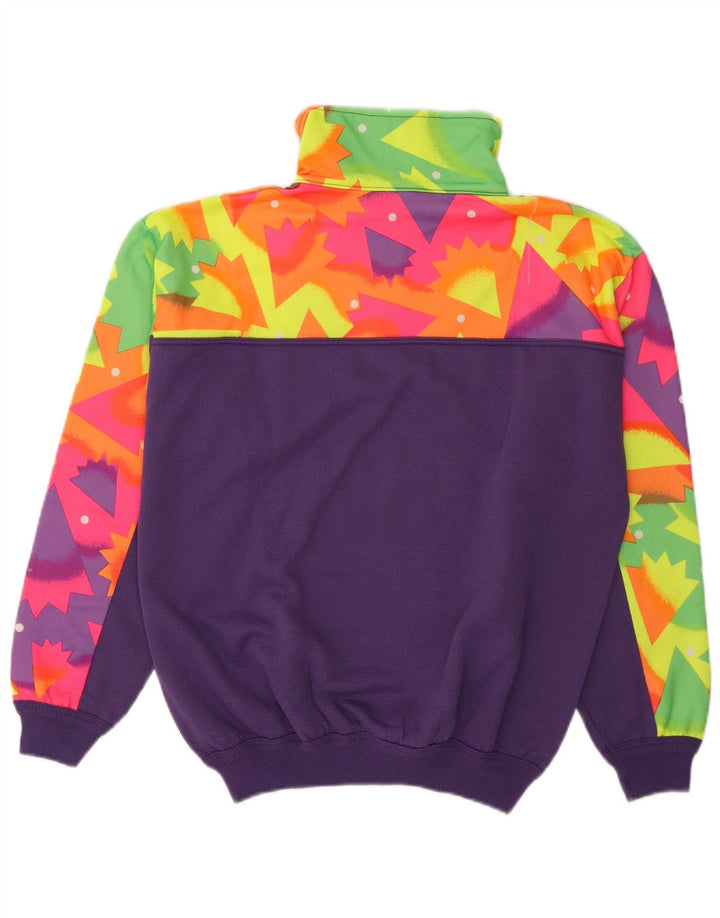 Vintage sweatshirt med lynlås til mænd Medium Lilla Geometrisk